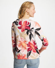 Chico's Outlet Folkloric Red Pima Cotton 3/4 Sleeve Tee