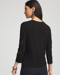 Chico's Sale Black Heart Sleeve Detail Tee