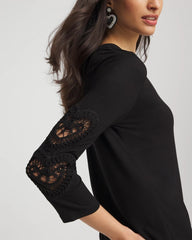 Chico's Sale Black Heart Sleeve Detail Tee