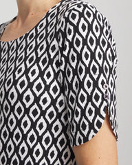 Chico's On Sale Black Printed Pima Elbow Sleeve Tee