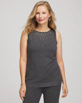 Chico's Online Graphite Gray Travelers™ Rhinestone Tank