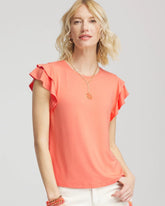 Chico's Discount Sunset Peach Touch of Cool™ Flutter Sleeve Tee