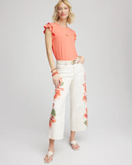 Chico's Discount Sunset Peach Touch of Cool™ Flutter Sleeve Tee