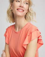 Chico's Discount Sunset Peach Touch of Cool™ Flutter Sleeve Tee
