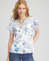 Chico's Sale Alabaster Touch of Cool™ Floral Flutter Sleeve Tee