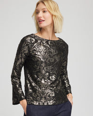 Chico's For Sale Black Art Deco Burnout Jacquard Top