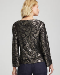 Chico's For Sale Black Art Deco Burnout Jacquard Top