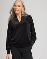 Chico's Online Black Art Deco Velvet Burnout Top