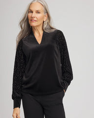 Chico's Online Black Art Deco Velvet Burnout Top
