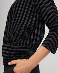 Chico's On Sale Black Velvet Burnout Stripe Banded-Bottom Top