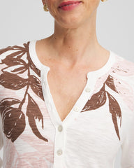 Chico's Sale Rose Smoke Slub Splitneck Henley Tee