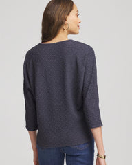 Chico's For Sale Denim Textured Denim-Motif Tapered-Hem Top