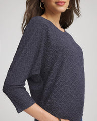 Chico's For Sale Denim Textured Denim-Motif Tapered-Hem Top