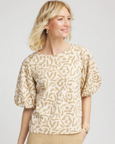 Chico's For Sale Glistening Sand Animal Print Bubble Sleeve Top