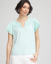 Chico's Online Teal Waters Touch of Cool™ Layered Pleated Flutter Tee