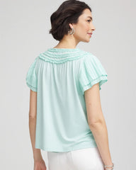 Chico's Online Teal Waters Touch of Cool™ Layered Pleated Flutter Tee