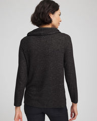 Chico's Outlet Black Lace Hem Cowlneck Top