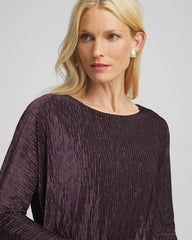 Chico's For Sale Night Bloom Crinkle Velvet Banded-Bottom Top