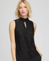 Chico's Online Black Burnout Mockneck Tank
