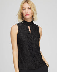 Chico's Online Black Burnout Mockneck Tank