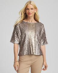 Chico's Sale Gold Art Deco Dolman Sequins Tee