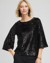 Chico's On Sale Black Sparkling Sequin Party Tee
