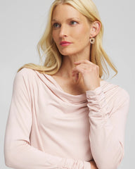 Chico's Outlet Rose Smoke Cowlneck Long-Sleeved Tee