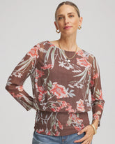 Chico's On Sale Dried Mushroom Textured Banded-Hem Top
