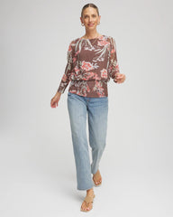 Chico's On Sale Dried Mushroom Textured Banded-Hem Top