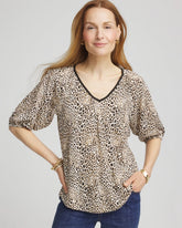 Chico's Sale Ecru Leopard Braided Linen Top