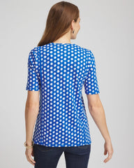 Chico's Online Azure Printed Slub Short Sleeve Tee