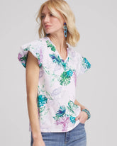 Chico's On Sale Gentle Lavender Notch Neck Cap Sleeve Tee