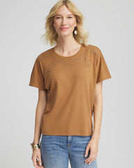 Chico's Sale Burnt Sienna Studded Tapered Dolman Top