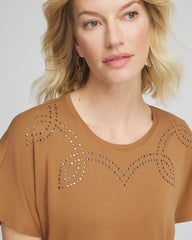 Chico's Sale Burnt Sienna Studded Tapered Dolman Top
