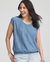 Chico's For Sale Indigo Melange Pleated Bubble-Hem Top