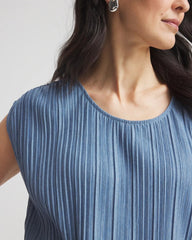Chico's For Sale Indigo Melange Pleated Bubble-Hem Top