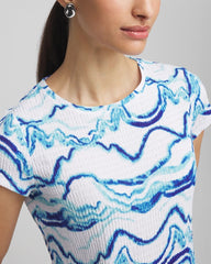 Chico's Discount Alabaster Ocean Waves Cap Sleeve Dolman Tee