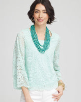 Chico's Online Teal Waters Scalloped Hem Lace Top