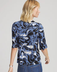 Chico's On Sale Blue Lotus Stretch-Knit Flutter-Sleeve Tee