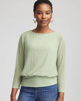Chico's For Sale Sage Meadow Touch of Cool™ Textured Banded-Hem Top