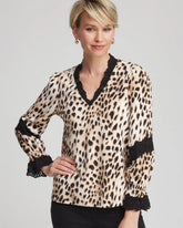 Chico's Online English Cream Animal Print Long-Sleeved Top