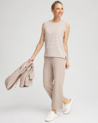 Chico's Outlet Light Taupe Heather Zenergy® UPF Sleeveless Metallic-Striped Tank