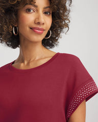 Chico's For Sale Russet Red Zenergy® Embellished Short-Sleeve Top