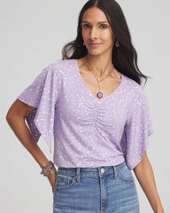Chico's Discount Gentle Lavender Touch of Cool™ Handkerchief-Sleeve V-Neck Tee