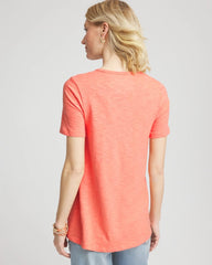 Chico's Outlet Sunset Peach Slub V-Neck Tee