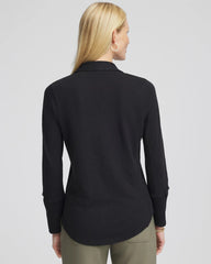 Chico's Online Black Collared Henley Shirt