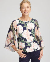 Chico's Outlet Darkest Spruce Georgette Angel-Sleeved Top