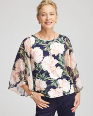 Chico's Outlet Darkest Spruce Georgette Angel-Sleeved Top