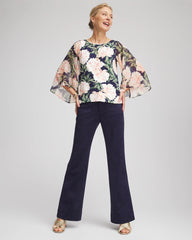 Chico's Outlet Darkest Spruce Georgette Angel-Sleeved Top