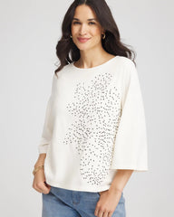 Chico's On Sale Ecru Soutache Embroidered Wildflower Top